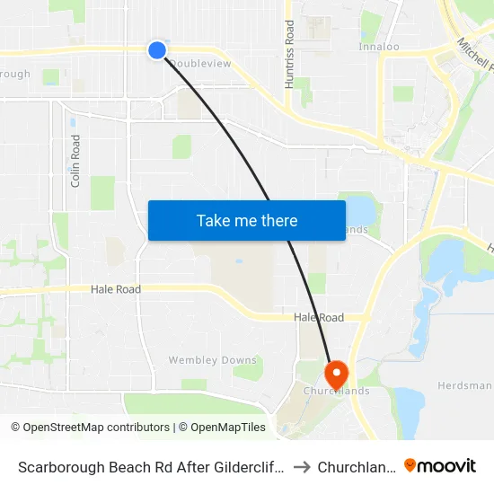 Scarborough Beach Rd After Gildercliffe St to Churchlands map