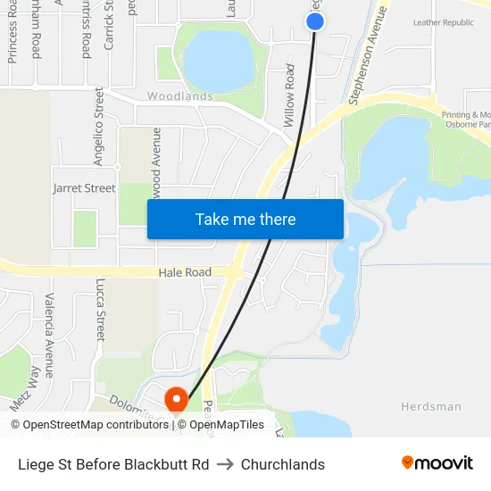 Liege St Before Blackbutt Rd to Churchlands map