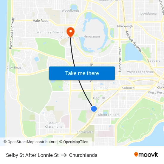 Selby St After Lonnie St to Churchlands map