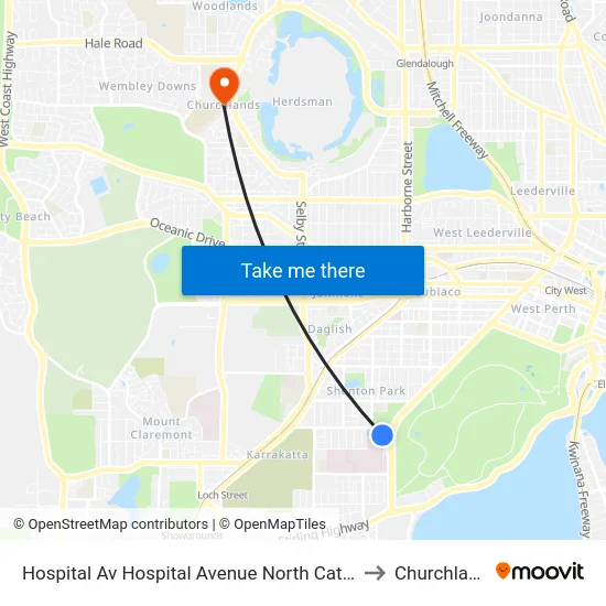 Hospital Av Hospital Avenue North Cat Id 114 to Churchlands map