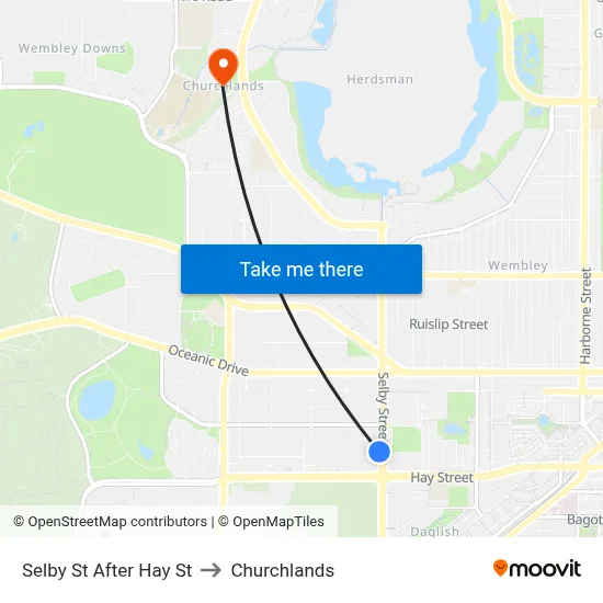 Selby St After Hay St to Churchlands map