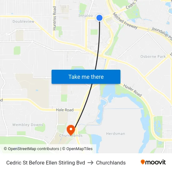 Cedric St Before Ellen Stirling Bvd to Churchlands map