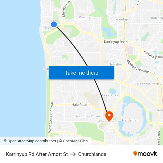 Karrinyup Rd After Arnott St to Churchlands map