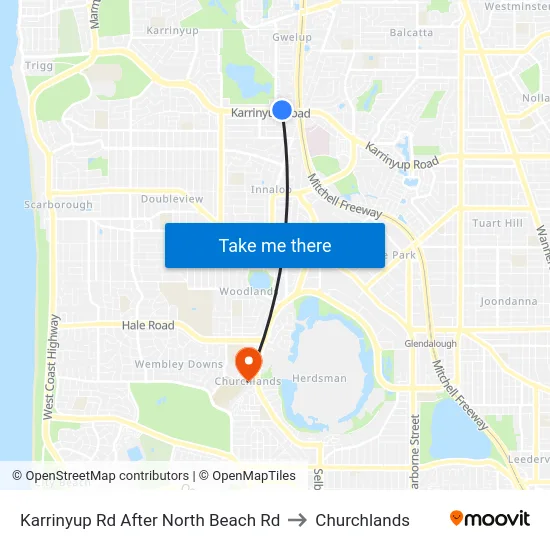 Karrinyup Rd After North Beach Rd to Churchlands map