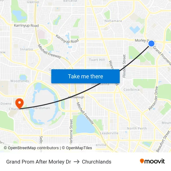 Grand Prom After Morley Dr to Churchlands map