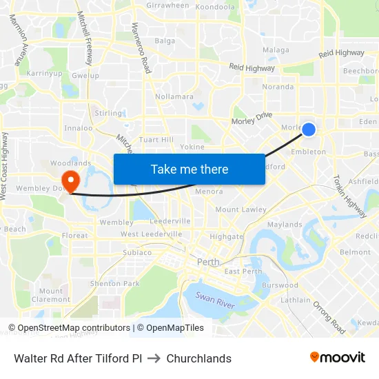Walter Rd After Tilford Pl to Churchlands map