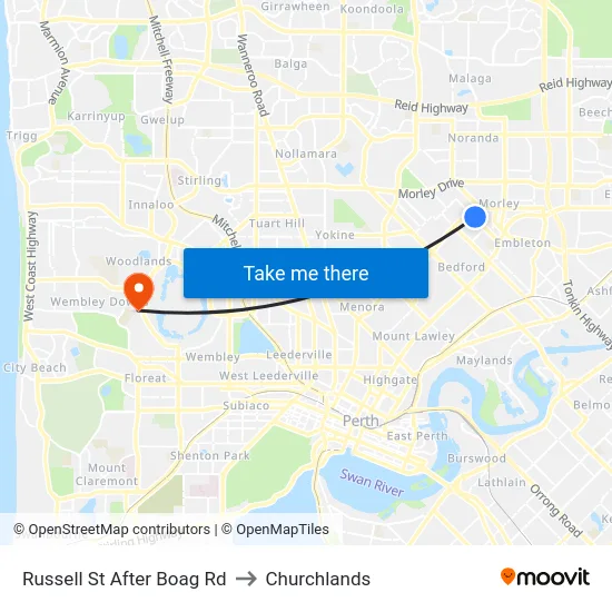 Russell St After Boag Rd to Churchlands map