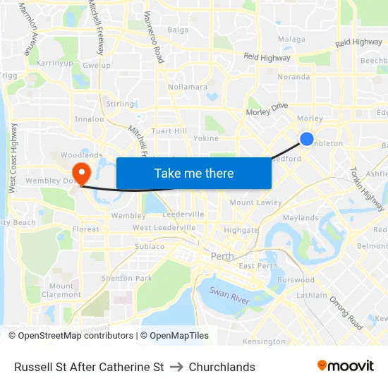Russell St After Catherine St to Churchlands map
