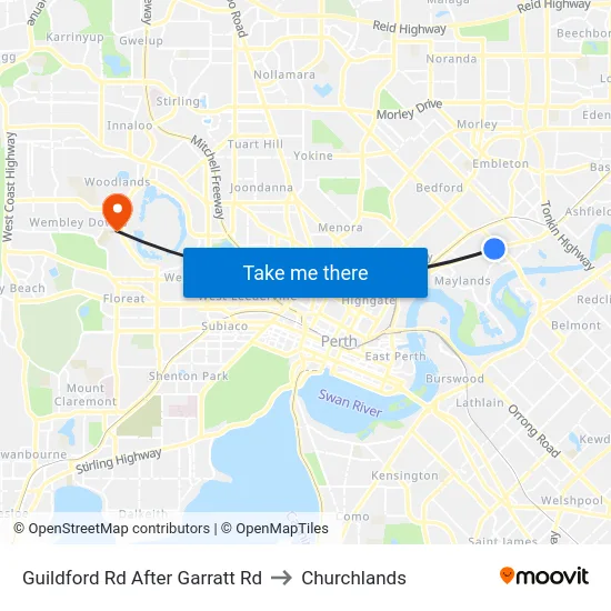 Guildford Rd After Garratt Rd to Churchlands map