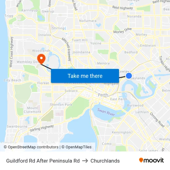 Guildford Rd After Peninsula Rd to Churchlands map