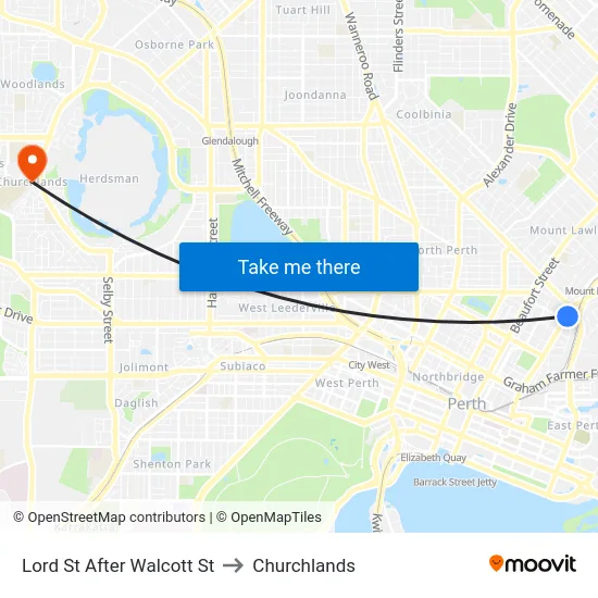 Lord St After Walcott St to Churchlands map