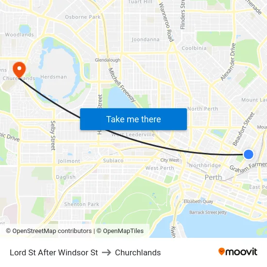 Lord St After Windsor St to Churchlands map