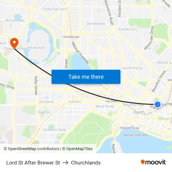 Lord St After Brewer St to Churchlands map