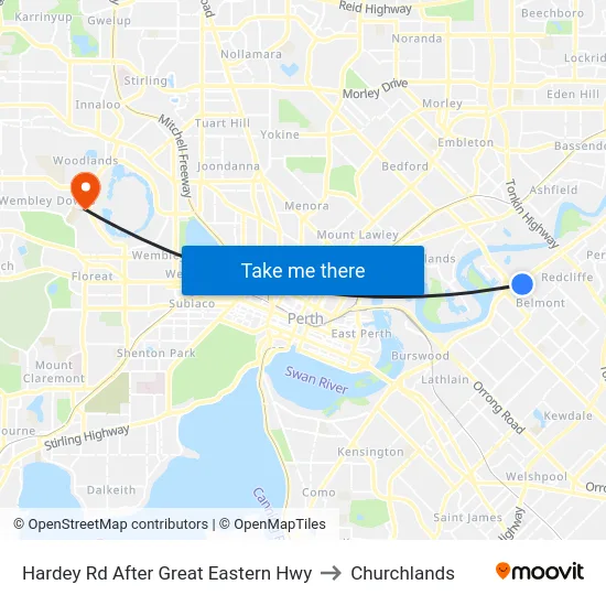 Hardey Rd After Great Eastern Hwy to Churchlands map