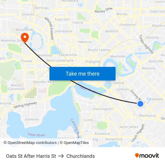 Oats St After Harris St to Churchlands map