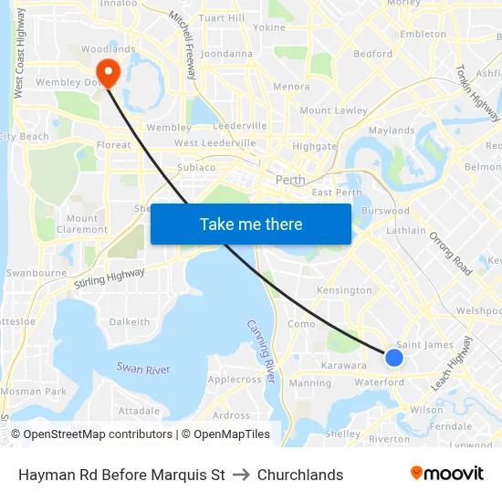 Hayman Rd Before Marquis St to Churchlands map
