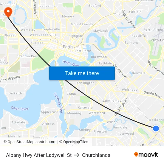 Albany Hwy After Ladywell St to Churchlands map