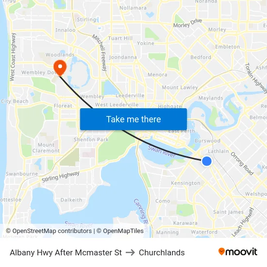 Albany Hwy After Mcmaster St to Churchlands map