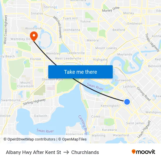 Albany Hwy After Kent St to Churchlands map