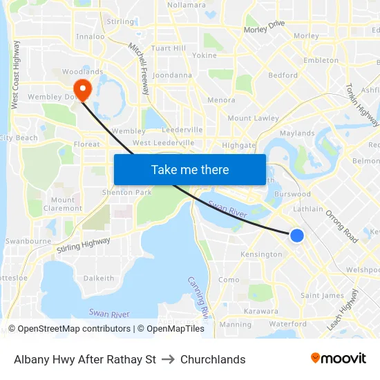 Albany Hwy After Rathay St to Churchlands map