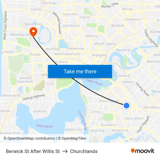 Berwick St After Willis St to Churchlands map