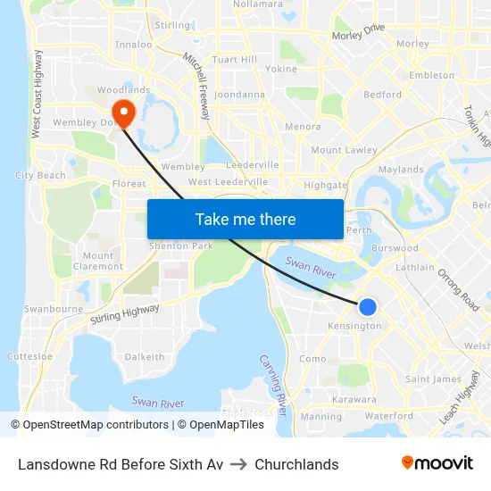 Lansdowne Rd Before Sixth Av to Churchlands map