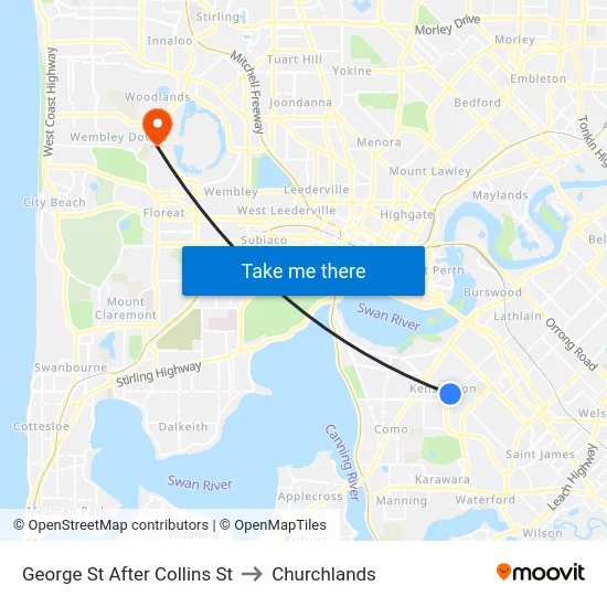 George St After Collins St to Churchlands map
