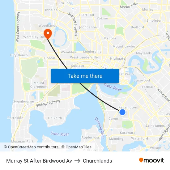 Murray St After Birdwood Av to Churchlands map