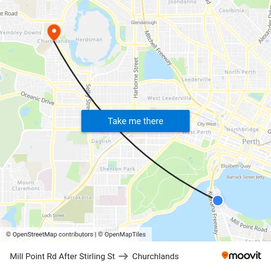 Mill Point Rd After Stirling St to Churchlands map