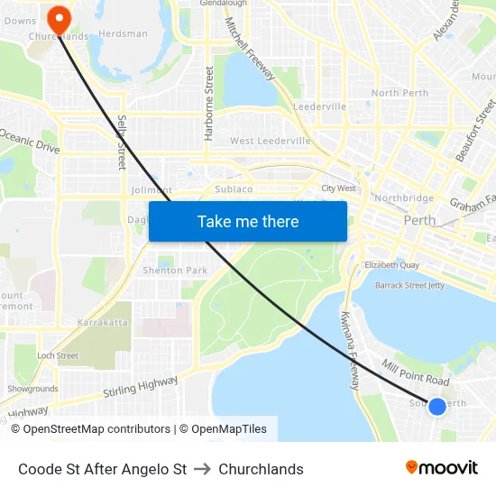 Coode St After Angelo St to Churchlands map