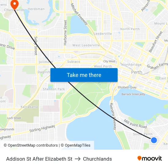 Addison St After Elizabeth St to Churchlands map