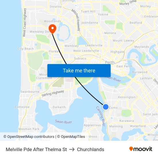Melville Pde After Thelma St to Churchlands map