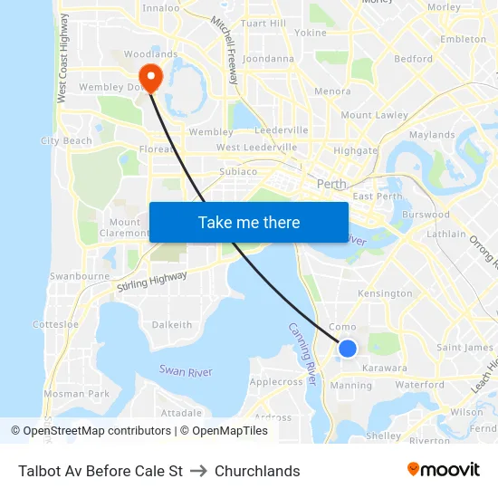 Talbot Av Before Cale St to Churchlands map