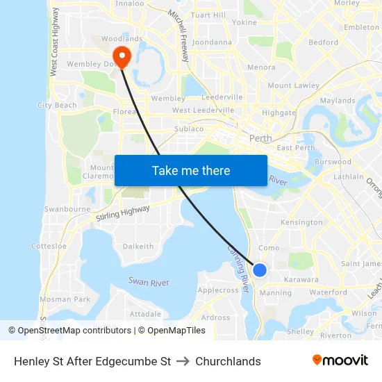 Henley St After Edgecumbe St to Churchlands map