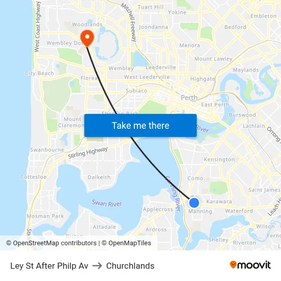Ley St After Philp Av to Churchlands map