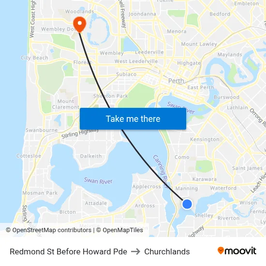 Redmond St Before Howard Pde to Churchlands map