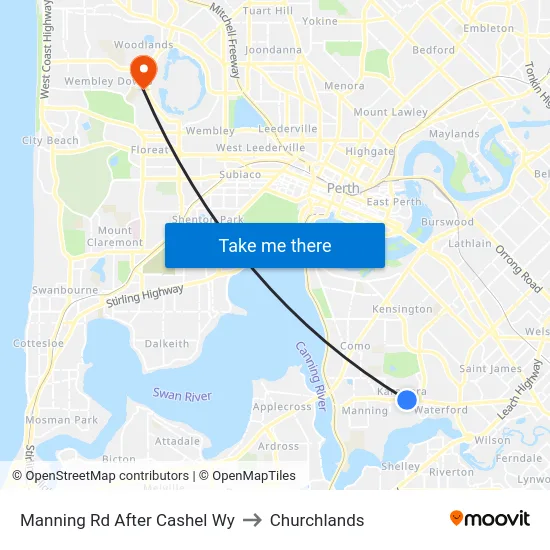 Manning Rd After Cashel Wy to Churchlands map
