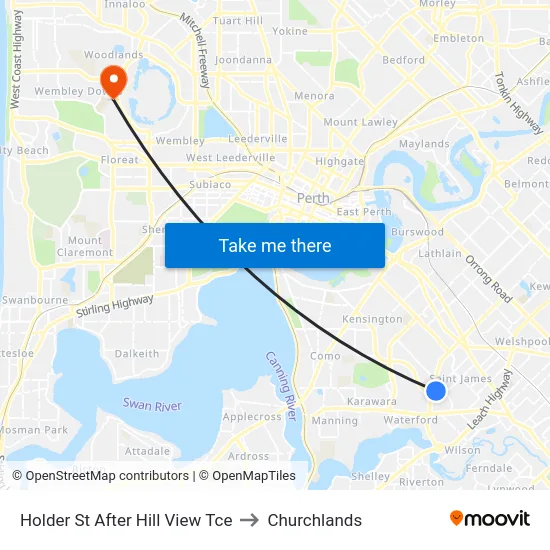 Holder St After Hill View Tce to Churchlands map