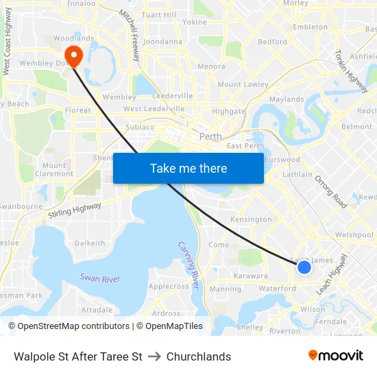 Walpole St After Taree St to Churchlands map