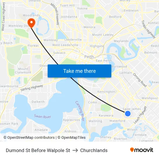 Dumond St Before Walpole St to Churchlands map