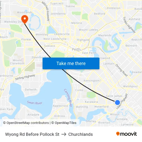 Wyong Rd Before Pollock St to Churchlands map