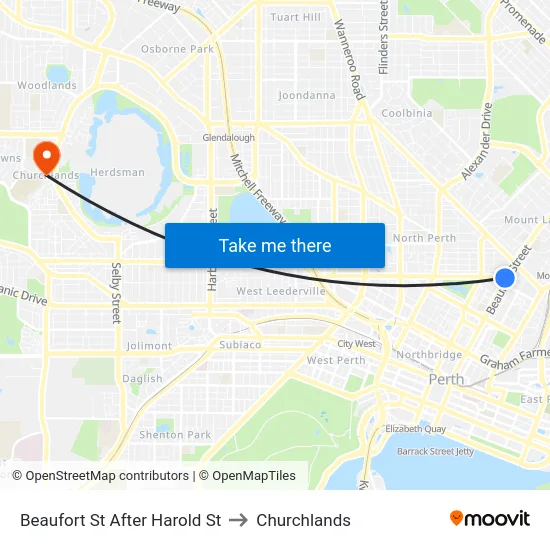 Beaufort St After Harold St to Churchlands map