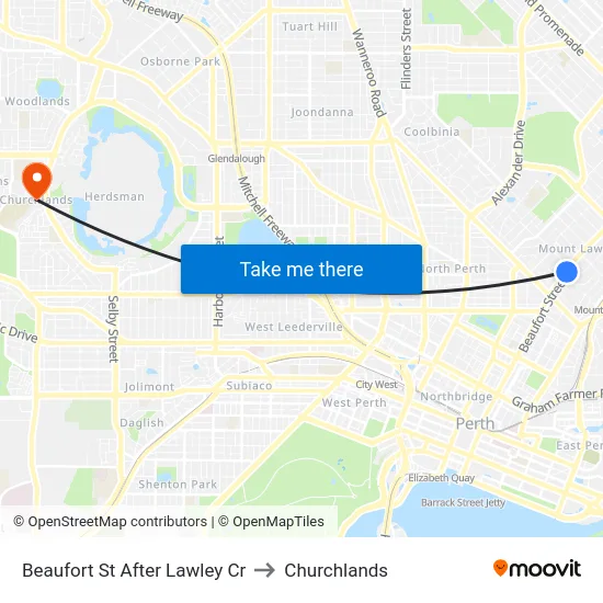 Beaufort St After Lawley Cr to Churchlands map