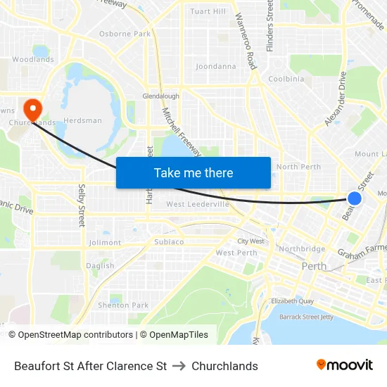 Beaufort St After Clarence St to Churchlands map