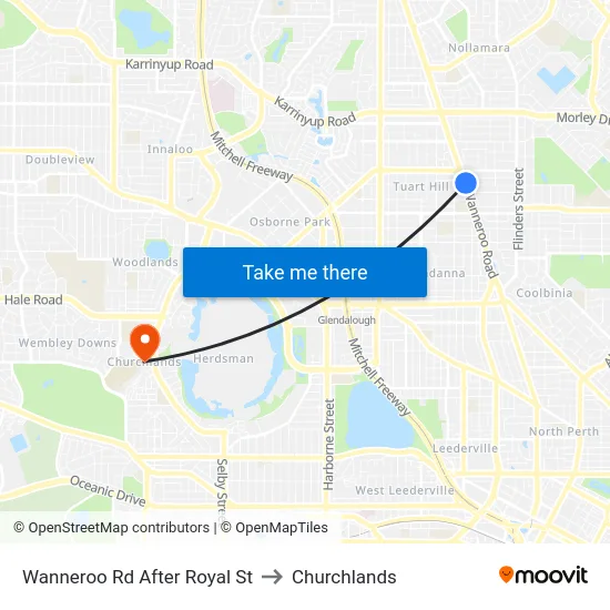Wanneroo Rd After Royal St to Churchlands map