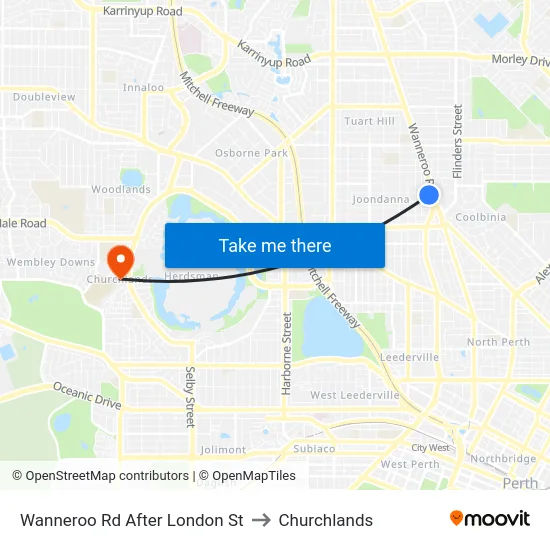 Wanneroo Rd After London St to Churchlands map