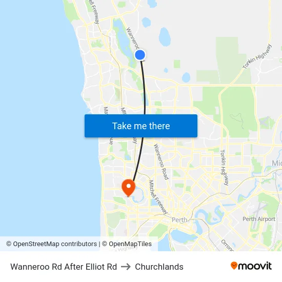 Wanneroo Rd After Elliot Rd to Churchlands map