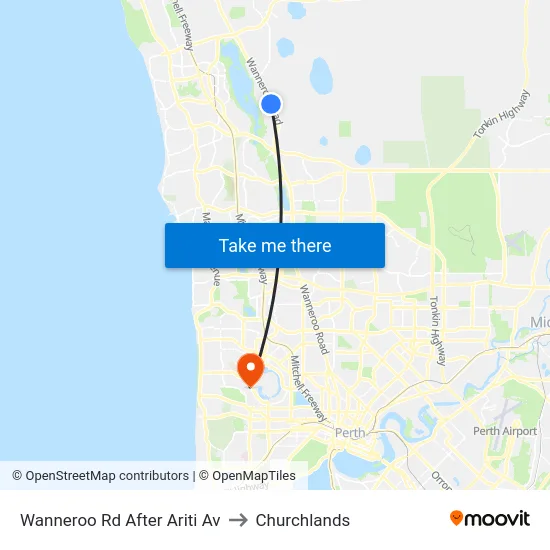 Wanneroo Rd After Ariti Av to Churchlands map
