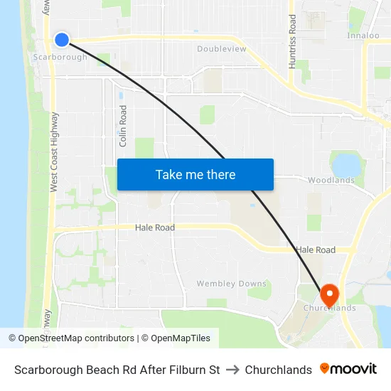 Scarborough Beach Rd After Filburn St to Churchlands map