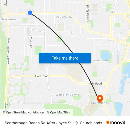Scarborough Beach Rd After Joyce St to Churchlands map
